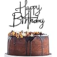Sotpot Happy Birthday Cake Topper Black Glitter Cake Decoration for 18th Birthday Anniversary Party Cake Decorations Supplies