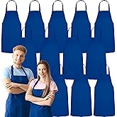 GREEN LIFESTYLE 12 Pack Professional Chef Apron – Grilling Aprons for Men, Waterproof Cooking Apron for BBQ, Work or Restaurant Use, Kitchen Aprons for Women – Royal Blue, No Pockets