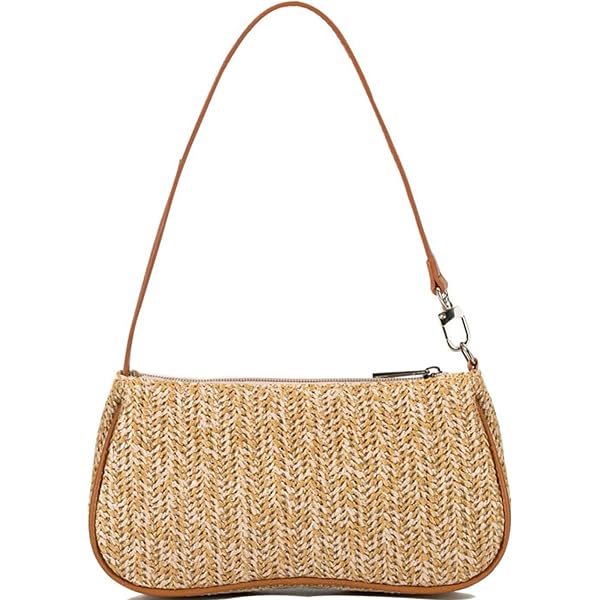 Bolso De Paja Para Mujer - Bolso Cruzado Tejido, Color Marrón, Asas Ajustables, Tamaño 21x7x14 Cm, Ideal Para Playa Y Verano