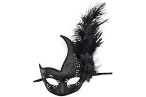 COOLWIFE Costume Mask Feather Masquerade Mask Halloween Mardi Gras Cosplay Party Masque