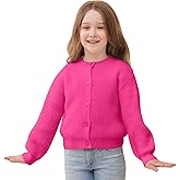 Girls' Cardigan with Button Loose Long Sleeve Shrug Sweaters Cropped Uniforms Kids Knit Sweater Outerwear