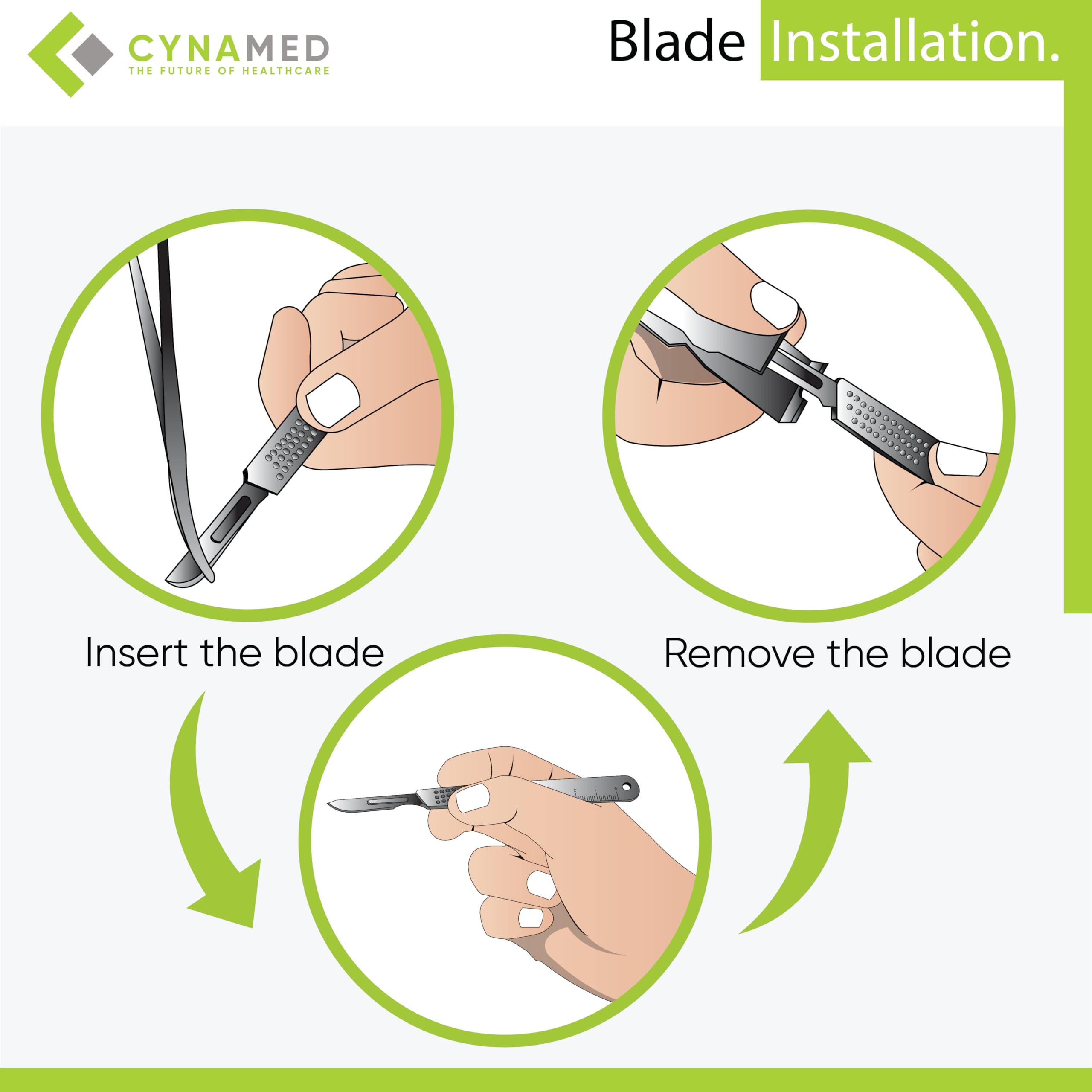 Cynamed 3Piece Professional Dermaplaning Tool Kit Stainless Steel