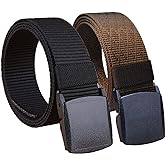 HOANAN 2 Pack Military Nylon Belt, 1.25" Wide No Metal Webbing Tactical Web Belt