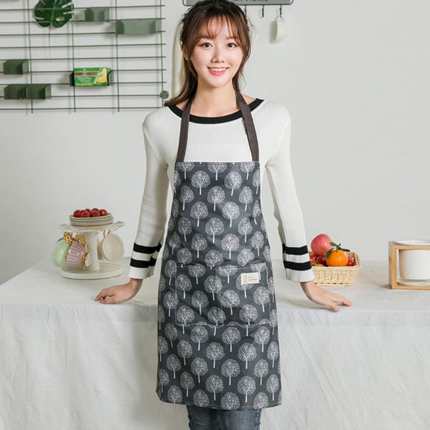 2Pcs PVC Apron for Women - Waterproof & Wipeable Kitchen Apron with Pocket, style1, 68*64 CM/26*25.2 inches - Image 4