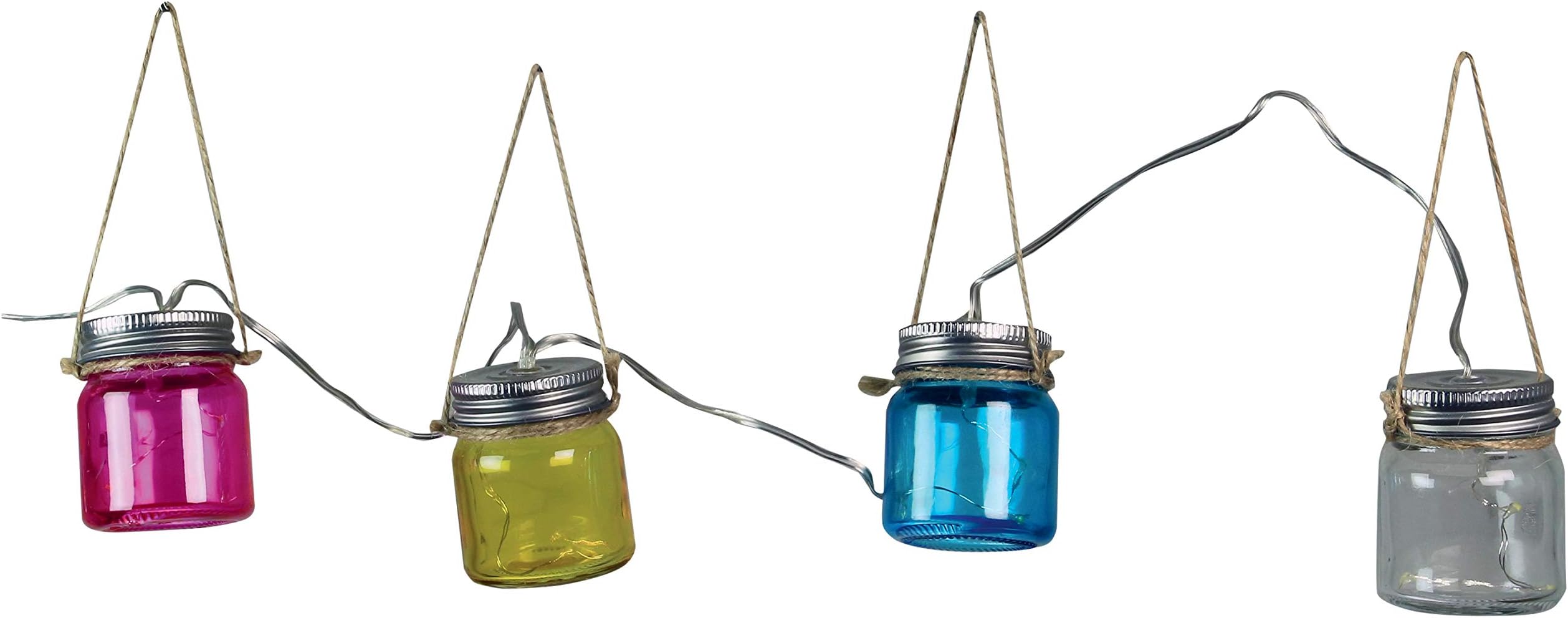 Luxform   Lighting  Blanes Solar LED Coloured Glass Jar String Light