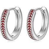 Softball Baseball Earrings for Women 925 Sterling Silver Sport Dangle Hoop Earrings Jewelry Gifts for Players and Coaches