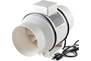 LEOKV 6 Inch Exhaust fan Pipeline booster fan Inline duct fan 560 CFM Duct High Efficiency Air Fan for Duct Vent Bathroom, Kitchen, Grow Tent,Hydroponics,3D Printer,The wind is very strong.