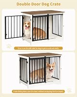 Hzuaneri Dog Crate Furniture 81 cm Double Door Barn Door Anti-Chew White Brown view 4