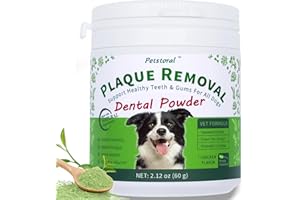 Petstoral Plaque Removal Natural Dental Powder - Dog Dental Care and Bad Breath Treatment, Dog Teeth Cleaning Powder for Healthy Teeth & Gums for All Dogs - 60g