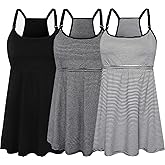 SUIEK 3 Pack Maternity Nursing Tank Tops with Bralette Cotton Breastfeeding Camisole