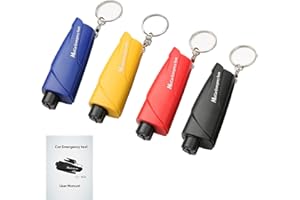 365Home 4-Pack Car Window Breaker Keychain Seatbelt Cutter, 3-in-1 Glass Breaker and Seat Belt Cutter, Car Emergency Escape Tool with User Manual for Land and Underwater