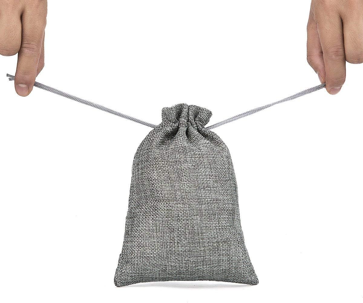 Burlap Gift Bags with Drawstring 6.7 x 4.7 for Wedding Party Favors Craft Jute Sacks Project Christmas Presents Jewelry Pouches Pack of 24 (Gray)