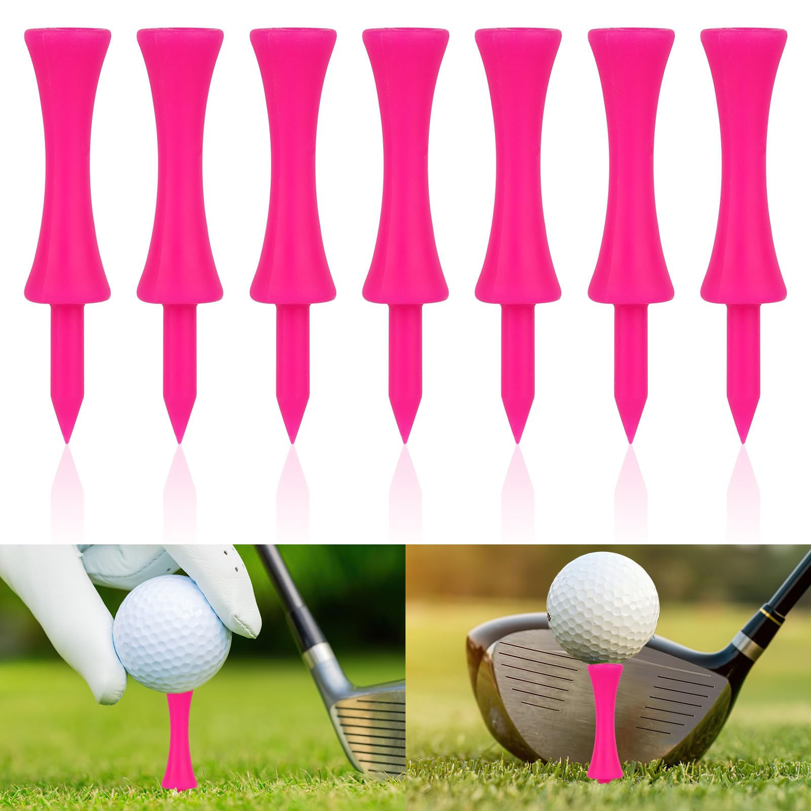Weysoo Golf Tees Plastic, 100pcs Castle Golf Tees, Small Castle Tees, Highly Visible Bright Colors, Durable Winter Golf Tees (PINK)