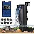 Turtle Tank Filter Aquarium Internal Filter for 3 to 20 Gallon Fish Tank, Bio-filtration Low Water Level Small Power Canister Filter, Frog Shrimp Newt Betta Water Clean, Hang On Back Waterfall Quiet