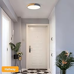 Vikaey Modern LED Ceiling Light, Minimalist Wood