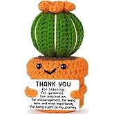 Mini Crochet Cactus Thank You Gifts for Teacher, Emotional Positive Support Plant Gift for Coworker, Boss, Friends, Coach, Nurse, Team Appreciation Gifts for Employees,Funny Easter Basket Cactus Decor