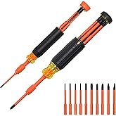 Klein Tools 32310INS 10-in-2 Insulated Multi-Bit and Multi-Bit Precision Screwdriver Set, Auto-Locking Collar, 1000V Rated, In-Handle Bit Storage