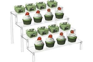 LUOBAO Acrylic Display Risers,Perfume Organizer,Display Riser,Cupcake Display Stand Steps, Organizer Shelf Stand for Figures, Dessert, Cosmetics, Lotion, Cream and Cologne Organizer