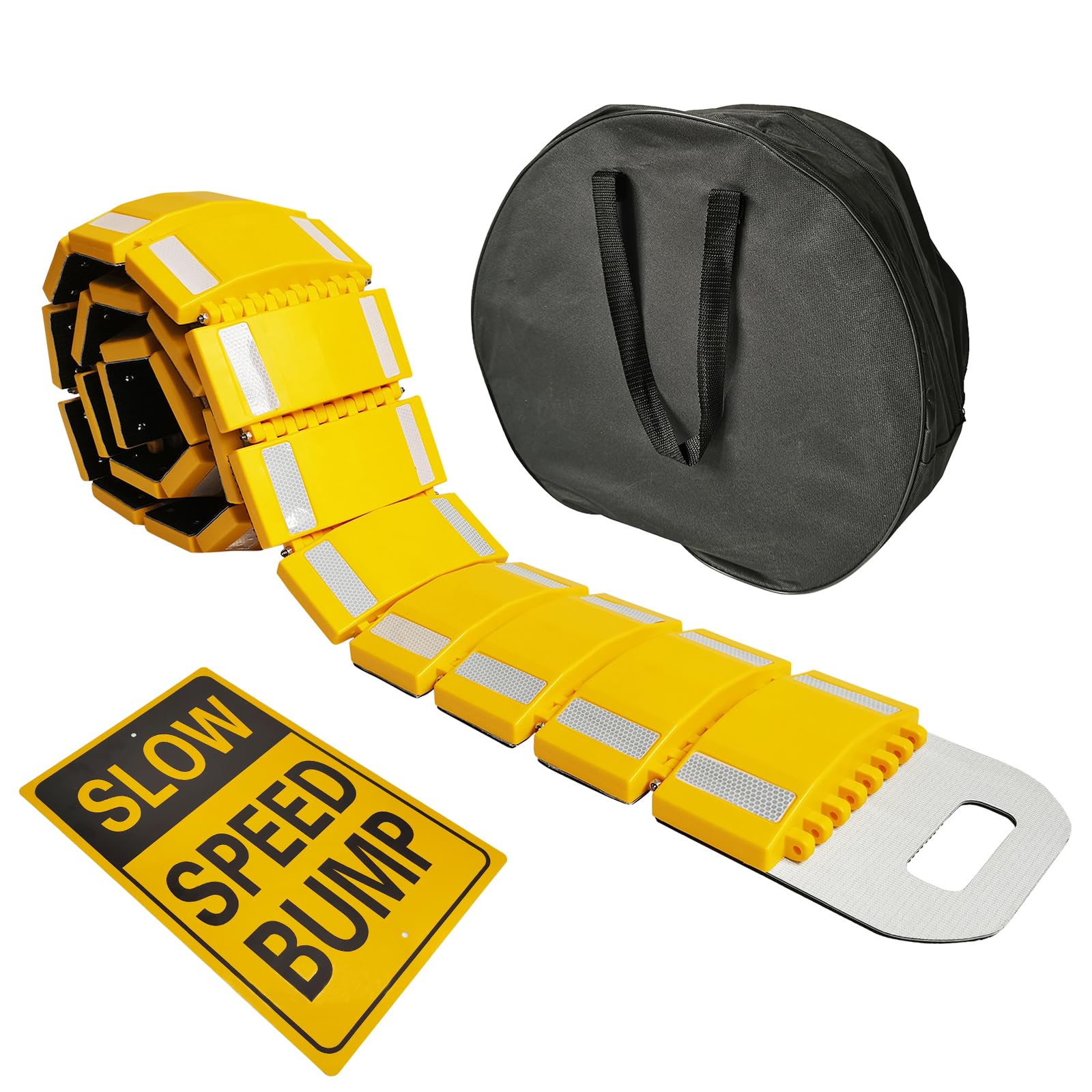 Photo 1 of ZUVELLO 10ft Portable Speed Bump Plastic Humps with Slow Down Sign for Road Neighborhood Garage Parking Driveway