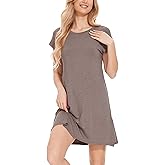 GYS Bamboo Viscose Nightgowns for Women Short Sleeve Sleep Shirts Crew Neck Sleepwear Soft Ladies Pajama Dress