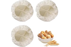 6-Pack Round Banneton Liner Set for 10 Inch / 25cm Proofing Basket – Natural Cotton Bread Proofing Cloth Cover with Elastic B