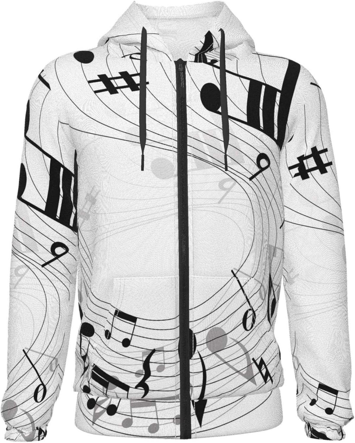 Musical Note Unisex Zipper Hoodies for Kids Prints