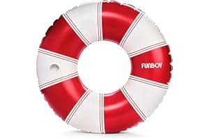 FUNBOY Giant Vintage Stripe Inflatable Pool Float with Cup Holder 48" Pool Float for Adults|Inner Tube Pool Toys Swim Rings Swimming Pool Accessories & Pool Lounger Float for Pool Party & Summer