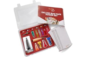 Madam Sew 30pc Deluxe Bias Tape Maker Set - Precision Quilting Tools for Perfect Bias Tapes and Bindings, Clips and Flower Pins