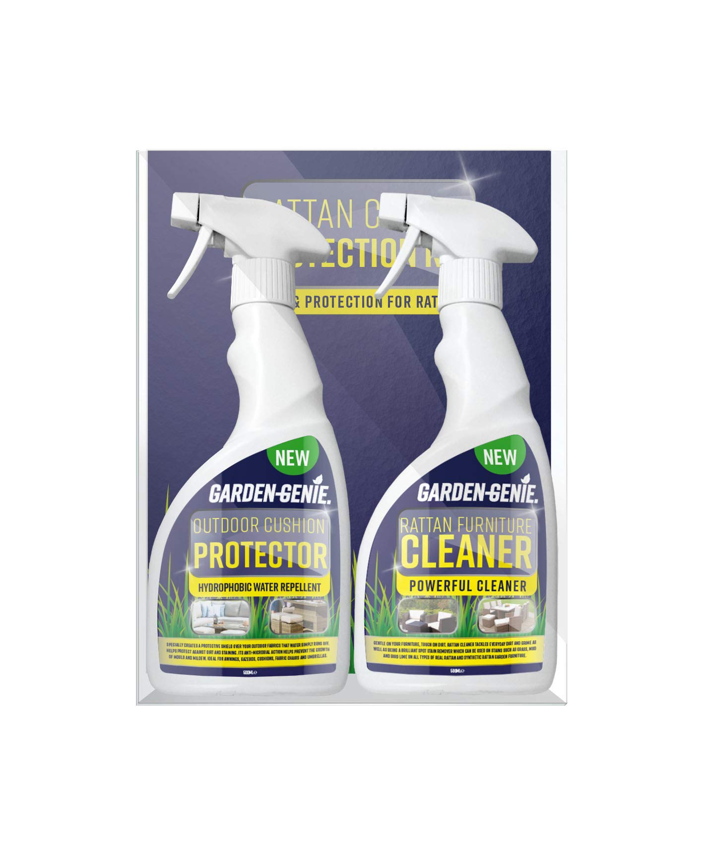 Garden Genie - Rattan Furniture Care and Protection Cleaning Kit | Includes Cleaner & Protector - Removes Stubborn Dirt | For Indoor & Outdoor Use (2x 500ml)