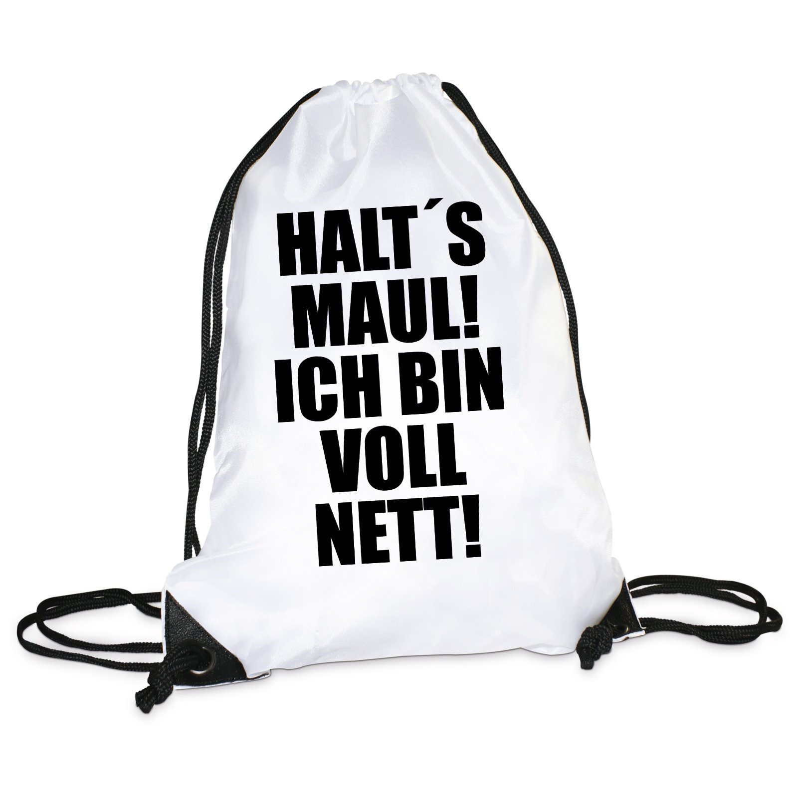Lieblingsmensch Turnbeutel Modell: voll nett Drawstring Bag, 45 cm, White (Weiß)
