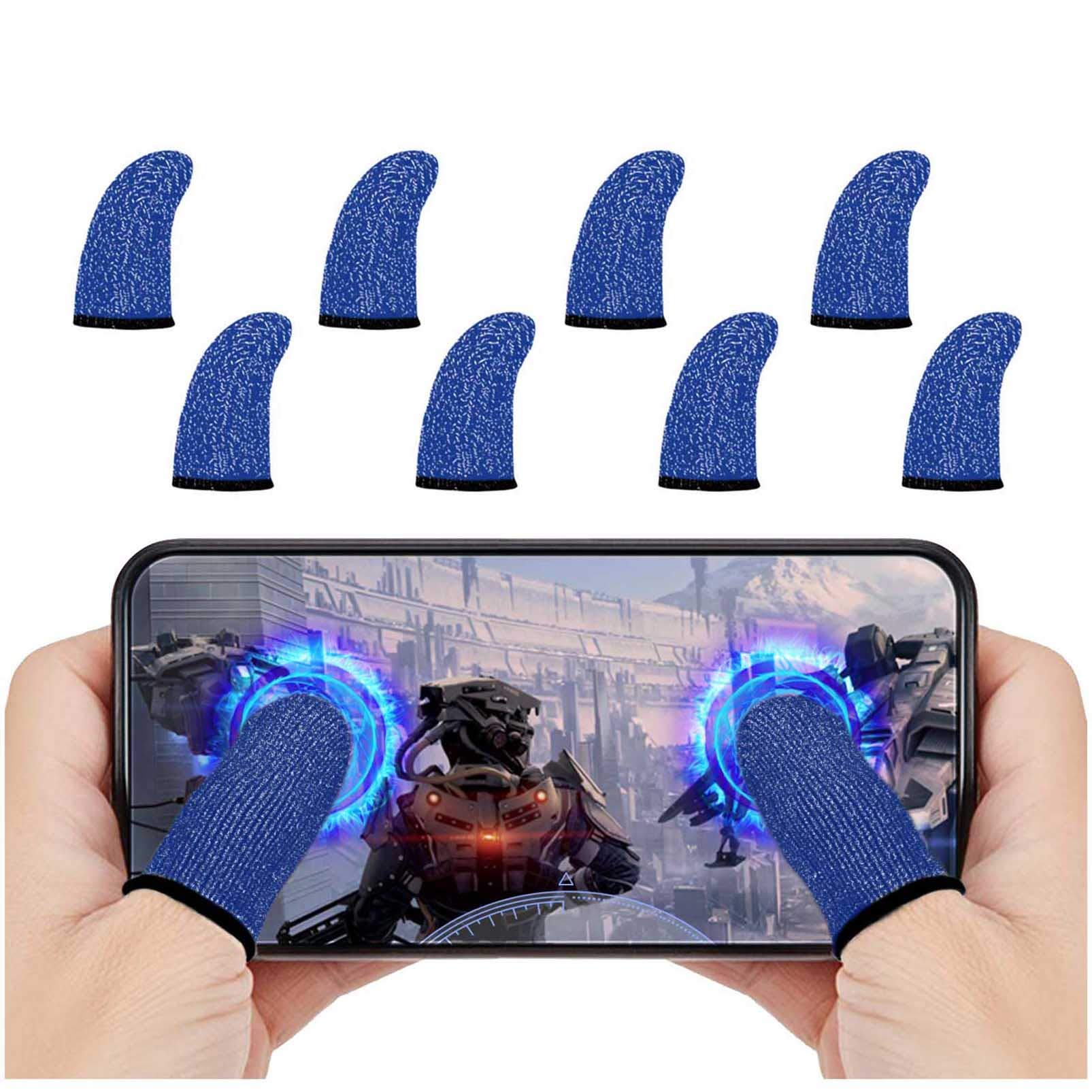 Kucheed 8 Pack Finger Sleeves for Gaming, 0.1" Ultra-Thin Silver Fiber Mobile Game Controller Finger Sleeve Set for PUBG/Rules of Survival,Sensitive Anti-Sweat Breathable Non-slip,iPhone/Android/iPad
