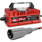 EPOWREY 15 AMP 48 Volt Golf Cart Battery Charger for Club Car 3-Pin Round Plug,for Lead Acid Battery