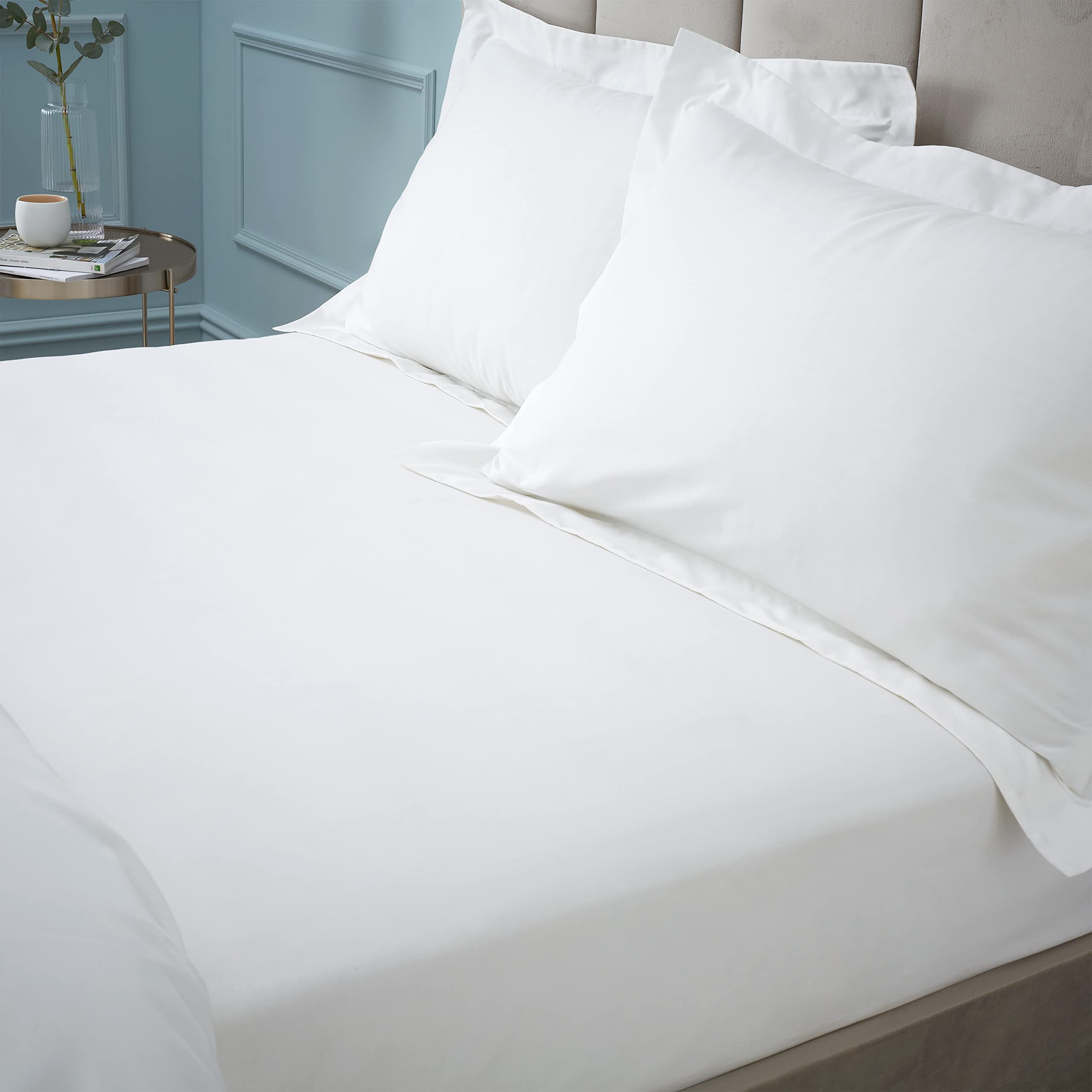 Bianca Fine Linens Bedroom 180 Thread Count Egyptian Cotton Double Fitted Sheet 34cm Depth White