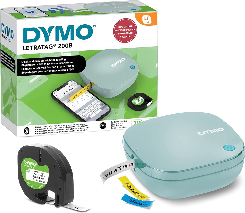 Dymo LetraTag 200B Bluetooth Label Maker Daydream Blue 160 DPI 7 mm/sec