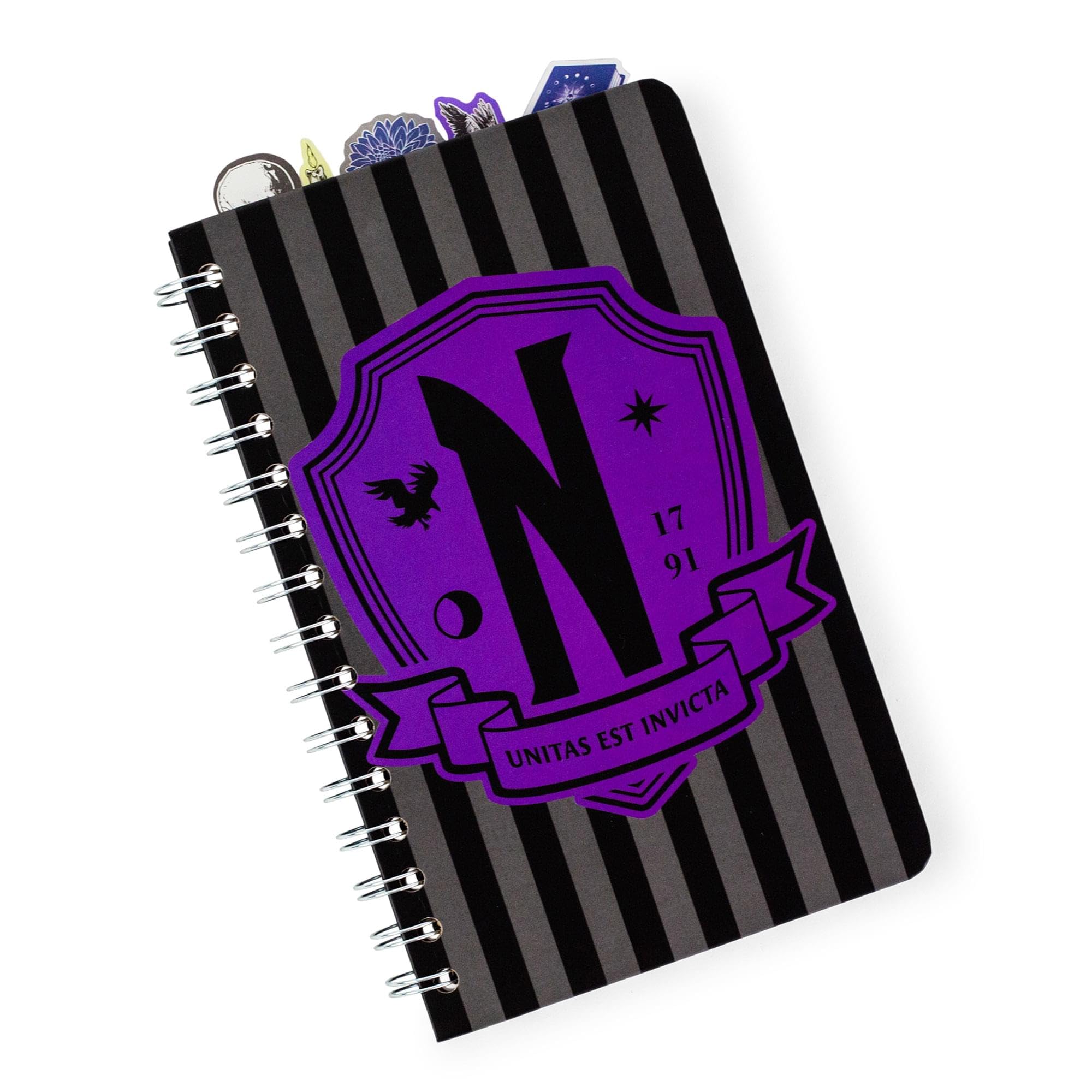 Silver Buffalo Addams Family Wednesday Nevermore Academy 5-Tab Spiral Notebook With 75 Sheets