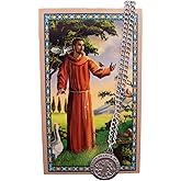 McVan St. Francis of Asssisi Pewter Medal Pendant with Prayer Card 3/4"
