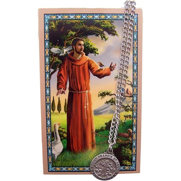 Saint Francis Of Assisi Pewter Medal - 7/8 Inch With 24" Stainless Chain, Religious Gift Boxed Pendant