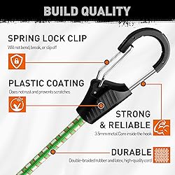 HORUSDY 10-Piece Heavy Duty Bungee Cords with Metal