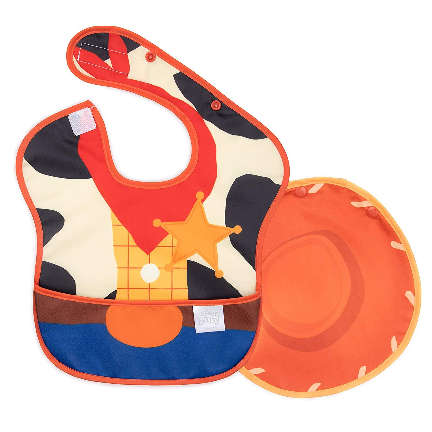 Bumkins SuperBib, Disney Baby Bib, with Cape, Waterproof, Washable, Stain &amp; Odor Resistant, 6-24 Months – Disney Toy Story Woody