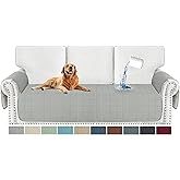 MAXIJIN Waterproof Couch Cover for Pets Dogs Washable, Quilted Sofa Seat Covers Washable for 3 Cushion Couch, Non-Slip Slipcover Furniture Protector with Side Pockets (Sofa, Light Gray)