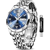 OLEVS Mens Silver Watches Luxury Waterproof Silver Watch for Men Analog Quartz Stainless Steel Men's Dress Watches Classic Casual Wrist Watch Large Face with Date Relojes para Hombres