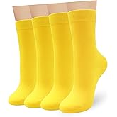Womens Combed Cotton Color Thin socks Viscose- Breathable Soft Crew Casual Socks Comfort Gift 4 Pairs