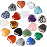 YATOJUZI 20PCS Natural Heart Crystals Stocking Stuffers Gifts for Women | Hearts Trinkets Crystal Pocket Polished Stone Crystals and Healing Stones Gems Gemstones Bulk Wholesale Christmas Favors