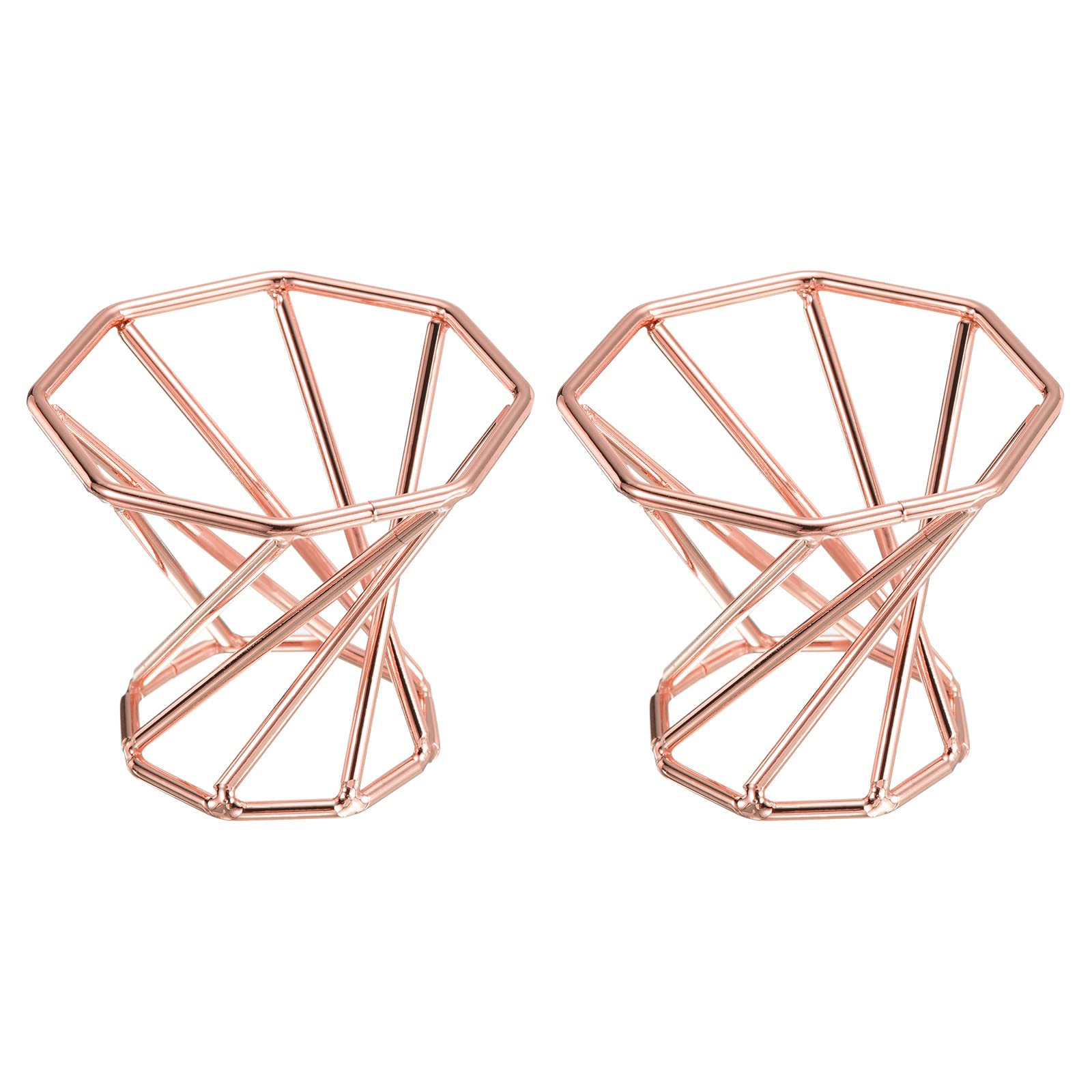 PATIKIL Air Plant Holder, 2 Pack Tillandsia Pot Base Container Metal Air Plant Rack Indoor Planter Stands for Home, Rose Gold