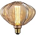 ESCENA Angular Aesthetics Series LED Decorative Light Bulb, Pumpkin Vintage Edison Bulb Dimmable 3.5W, E26 Base, Unique Virtual Filament Vintage Light Bulbs, Amber Glass, 2000K Soft Warm, UL Listed
