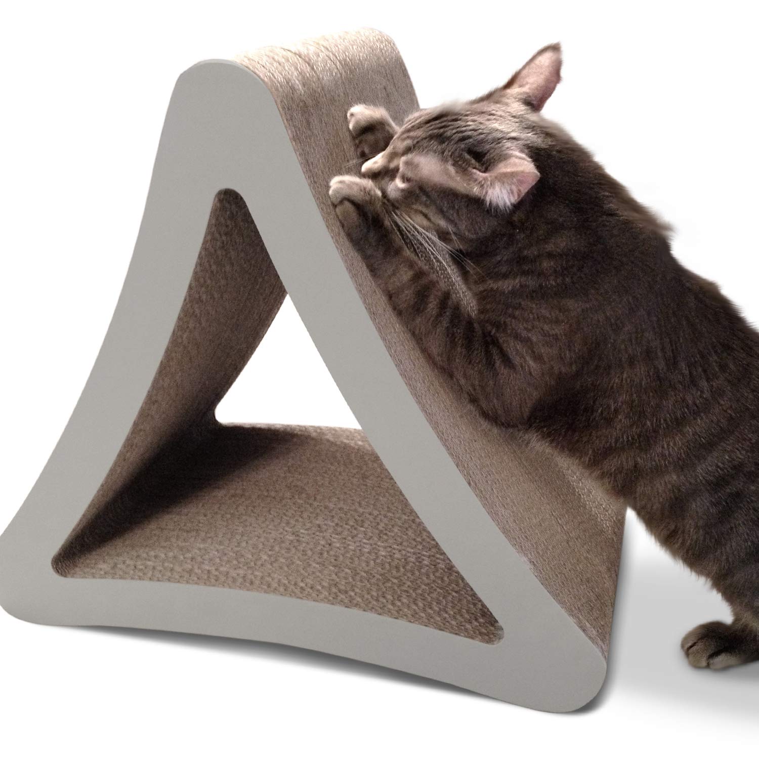 PetFusion 3-Sided Vertical Cat Scratching Post (Standard Size, Warm Gray). [Multiple Scratching Angles to Match Your Cat's Preference]