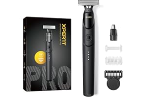 ROLEADER Xpert T Electric Razor & Beard Trimmer for Men, All-in-One Body Groomer, Electric Shaver for Men with 12-in-1 Comb, 2 Body Kits, Nose Trim Head for Edges, Beard, Face, Nose, Body, Black