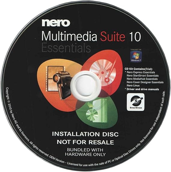 Nero 10 Essentials Multimedia Suite CD/DVD Burning Software (OEM