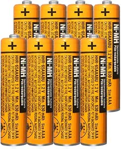 Amazon Com 8 Pack Hhr 65aaabu Ni Mh Rechargeable Batteries 1 2v 630mah Aaa Battery For Panasonic Cordless Telephone Batteries Electronics