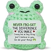 OASSIE Thank You Gifts for Women Men - Handmade Emotional Positive Crochet Frog - Appreciation Teacher Gifts for Women, Retirement Gift for Woman Coworkers Boss, Galentines Birthday Gift for Friend